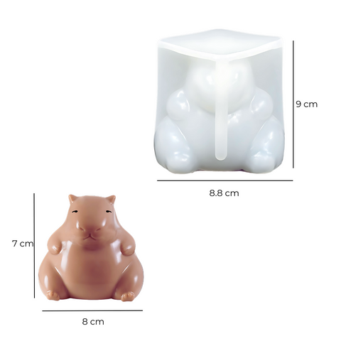 Molde de silicón capibara sentada 3D para vela