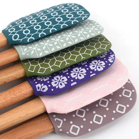 Espátula de Silicón Decorativa con Mango de Madera