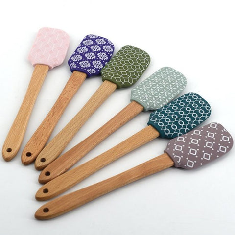 Espátula de Silicón Decorativa con Mango de Madera