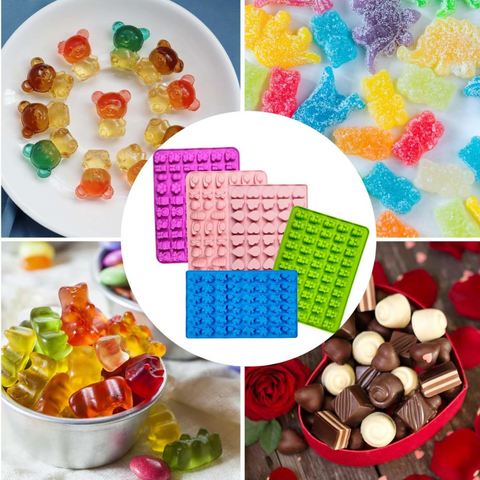 Set 5 Moldes Mini Gomitas Figuritas Variadas + 2 Goteros
