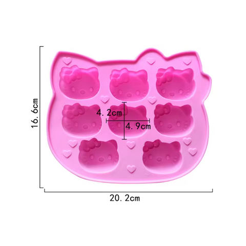 Molde de Silicón 8 Gatitas con Moño Decorativo