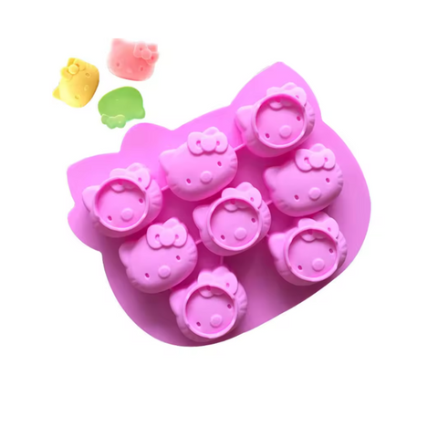 Molde de Silicón 8 Gatitas con Moño Decorativo