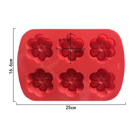 Molde De Silicón de flor con 6 cavidades