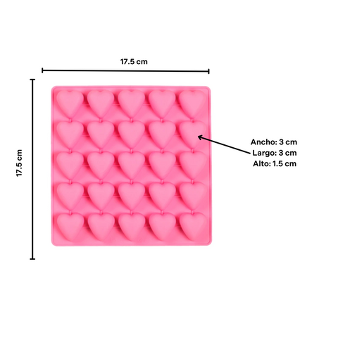 Molde 25 Corazones para Chocolates Románticos