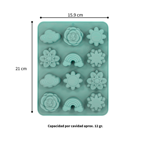 Molde De Silicón arcoíris y flores