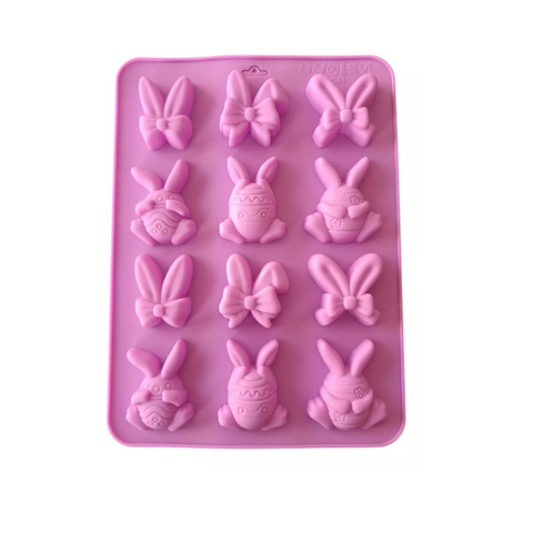 Molde 12 Conejitos con Huevos de Pascua