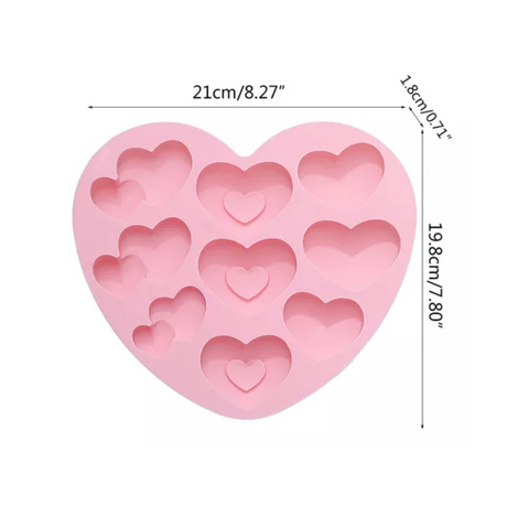 Molde Corazón con 9 Corazones Variados