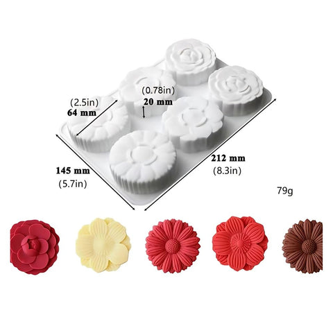 Molde de Silicón 3 Flores Primaverales Premium