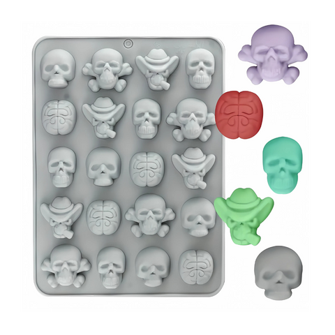 Molde Calaveras Vaqueras y Cerebros 20 Figuras