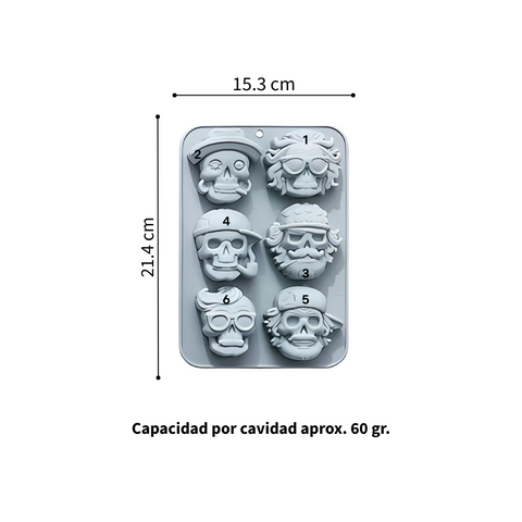 Molde 6 Calacas Piratas
