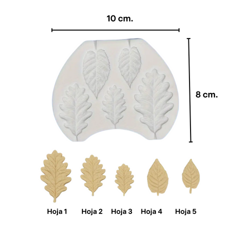 Molde 5 Hojas Decorativas Fondant Mini