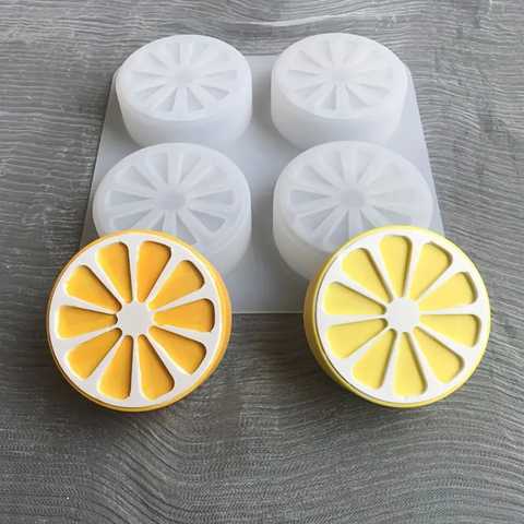 Molde de naranjas de silicona para jabones 4 rodajas