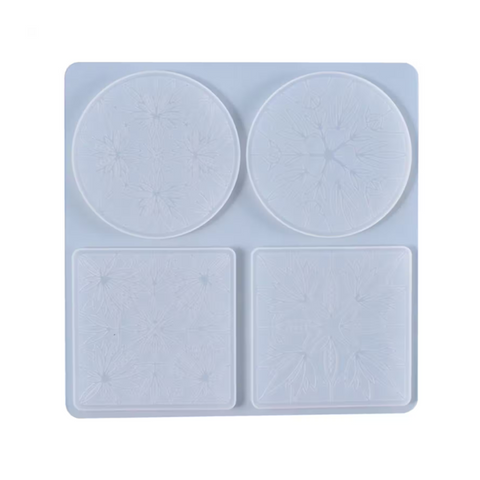 Molde 4 Porta Vasos Mándalas para Resina
