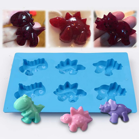 Molde de Silicón Doméstico 6 Cavidades Dinos 2D
