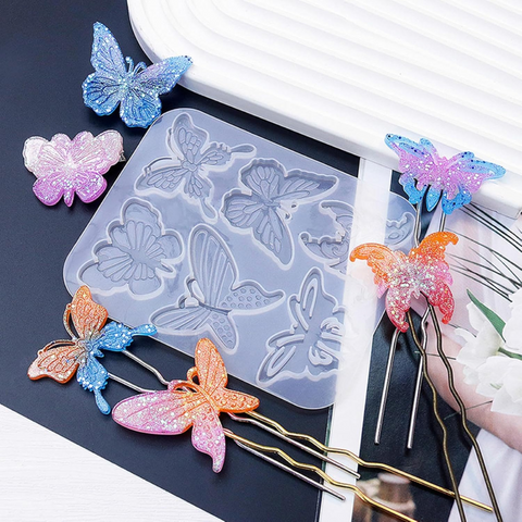 Molde de 6 Mariposas Colgantes para Resina