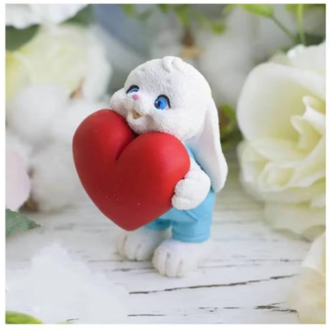 Molde Conejo con Corazón Romantico 3D