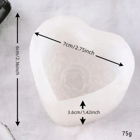 Molde Corazón con Rosa 3D