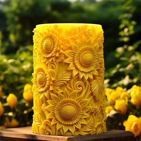 Molde de Silicón para Cirio Vela Sellado Girasoles 3D