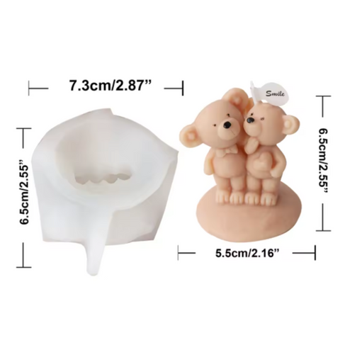 Molde Parejita de Ositos Chismocitos 3D