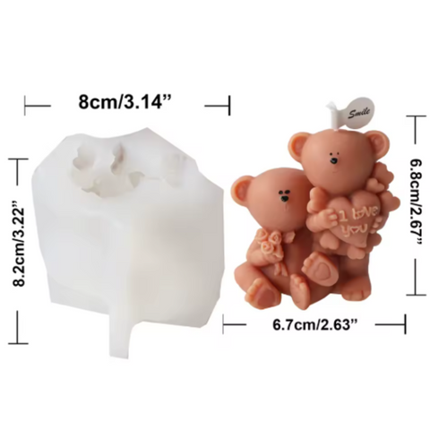 Molde 2 Ositos de Amor I Love You 3D