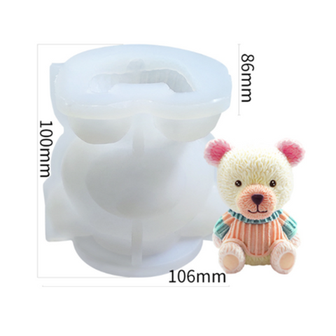 Molde Oso con Suéter Rayado 3D Sentado 10 cm