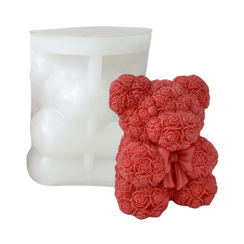 Moldes Osos de Rosas con Moño Dos Tamaños