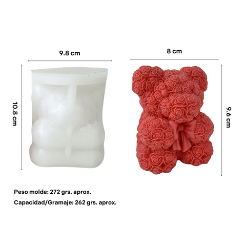 Moldes Osos de Rosas con Moño Dos Tamaños