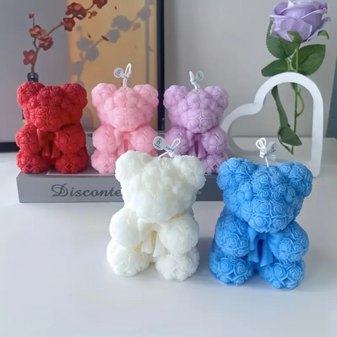 Moldes Osos de Rosas con Moño Dos Tamaños