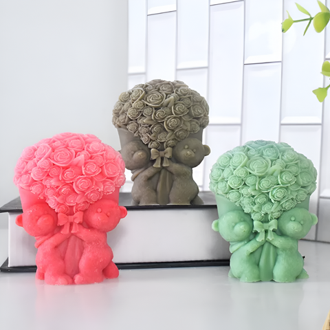 Molde Osos y Flores Ramo Buchón 3D