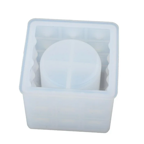 Molde para Mini Maceta y Porta Vela Punteada Cuadrada