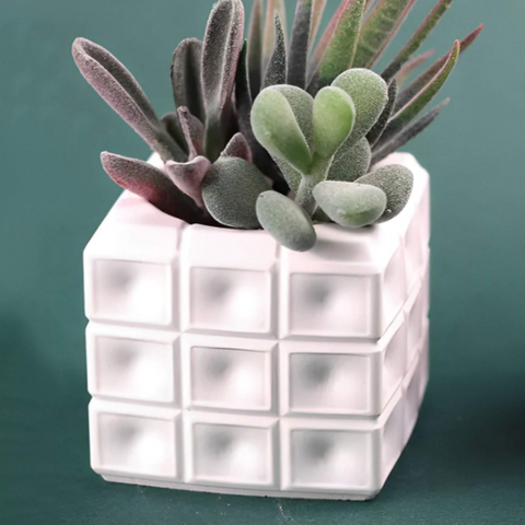 Molde para Mini Maceta y Porta Vela Punteada Cuadrada