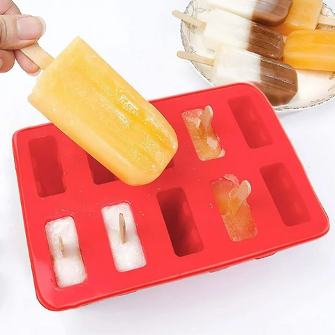 Molde 10 Paletas Hielo con Palitos de Madera