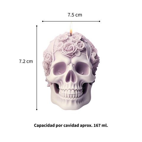 Molde de Calavera con Rosas 3D para Vela Día de Muertos
