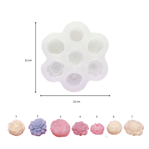 Molde De Silicón 7 Flores Mix