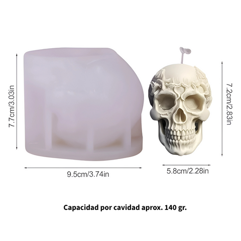 Molde de Cráneo 3D Flores y Raíces para Vela