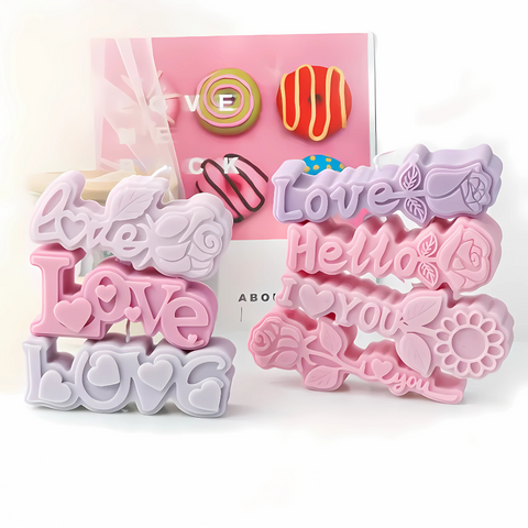 Molde Rosa I Love You con Corazón 2D