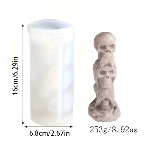 Molde 3 Calaveras en Pilar Halloween 3D