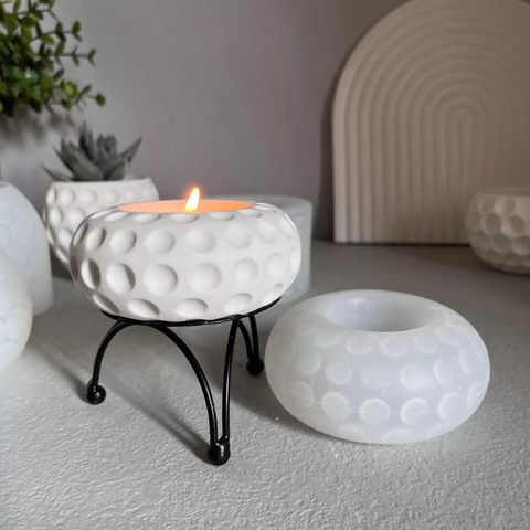 Molde Mini Porta Vela Punteada Ovalada para Maceta