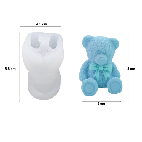 Molde 3D Osito Teddy el Elegante con Moño 4 cm