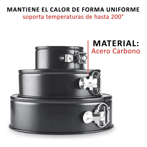 Set Moldes de aluminio para Pastel Desmontables 3 Pzas