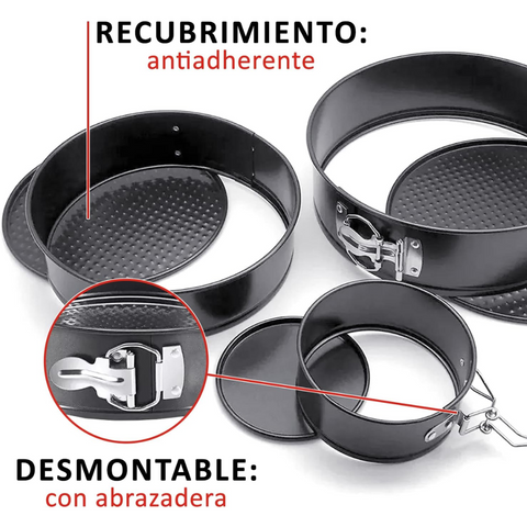 Set Moldes de aluminio para Pastel Desmontables 3 Pzas