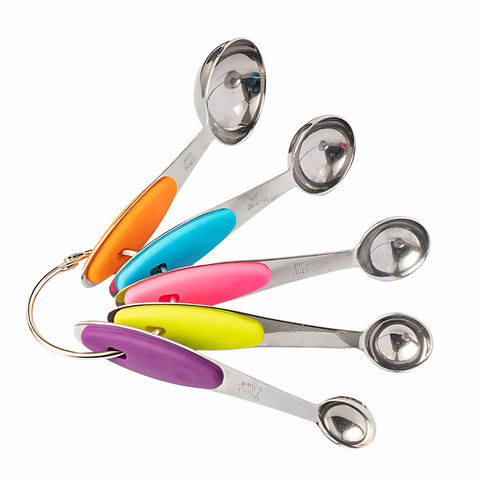 Set 5 Cucharas Medidoras de Metal Mango Anti-derrapante