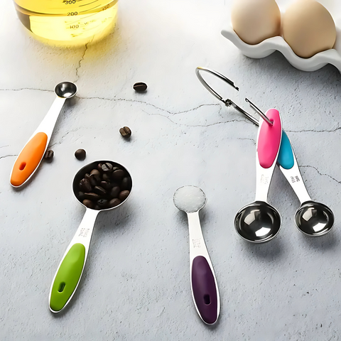 Set 5 Cucharas Medidoras de Metal Mango Anti-derrapante