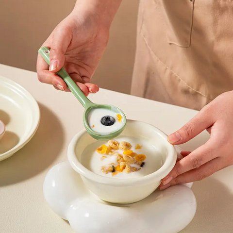 Cuchara de Cerámica Estilo Japonés con Mango Largo