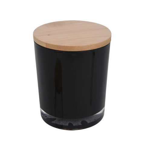 Tarro para Vela Interior Negro con Tapa Bambú 210 ml