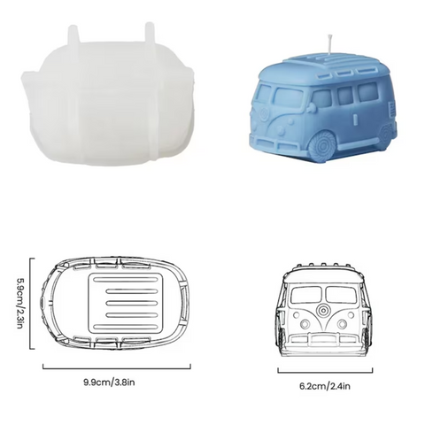 Molde de combi, molde para vela de Silicón Combi Minivan Retro 3D Camper