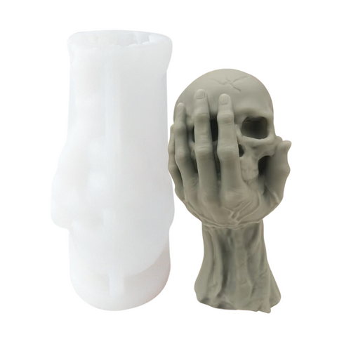 Molde Cráneo en Mano para Vela 3D de Halloween