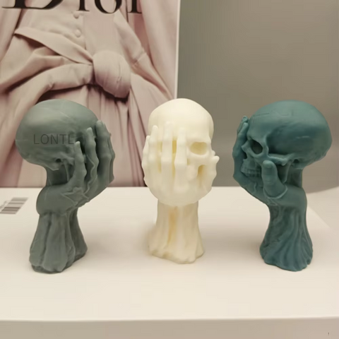 Molde Cráneo en Mano para Vela 3D de Halloween