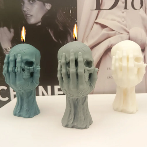 Molde Cráneo en Mano para Vela 3D de Halloween