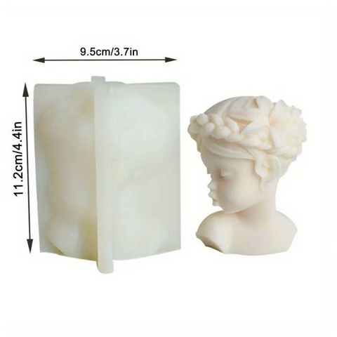 Molde de Nena con Trenzado de Flores 3D para Vela, Molde de Silicón